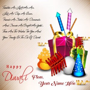 Write Name Greeting Crackers Card Diwali Wishes Pictures
