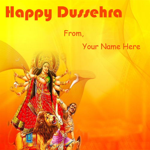 Write Name Happy Dussehra Wish Card Pictures Sent