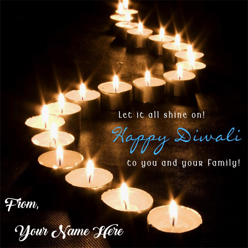 Write Name Wishes Diwali Awesome Candles Card Photo Edit