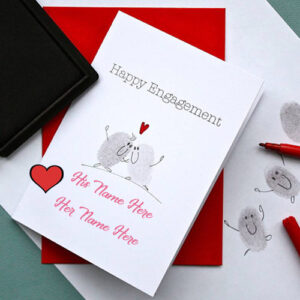 Cute Engagement Wish Card Couple Name Write Pictures