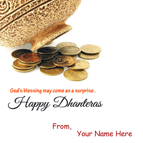 Dhanteras Blessing Name Wish Card Pictures Sent Free