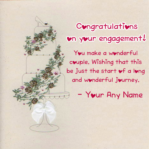 Engagement Wishes Congratulations Greeting Name Card Image