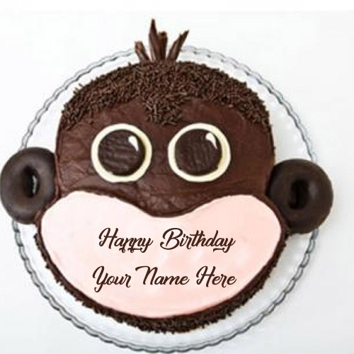 Funny Monkey Birthday Cake Name Wishes Image Sent