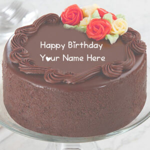 Name Wishes Happy Birthday Chocolate Cake Photo Sent
