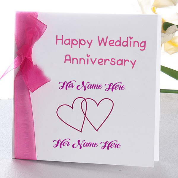 Online Wedding Anniversary Name Wish Card Edit Photo