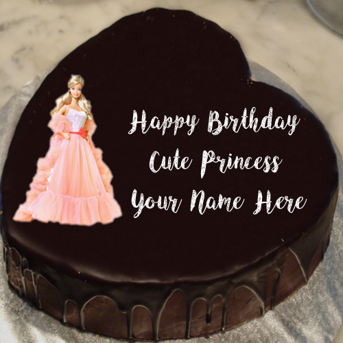 Unique Princess Barbie Doll Birthday Cake Name Wishes Image