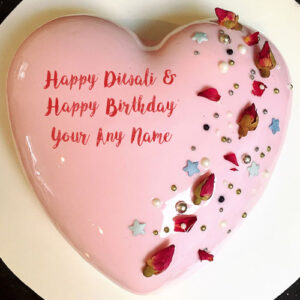 Write Name Happy Diwali & Birthday Wishes Cake Image
