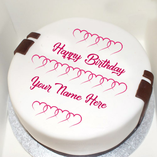 Write Name Love Heart Decoration Birthday Cake Image