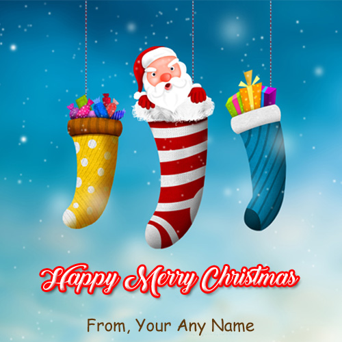 Amazing Santa Claus Funny Christmas Wishes Name Card Image