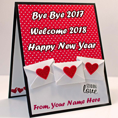 Beautiful New Year Welcome 2018 Greeting Card Name Write
