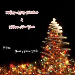 Happy New Year And Christmas Wishes Name Card Editor