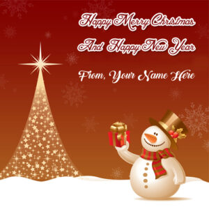 Merry Christmas Card Name Wishes Happy New Year Photo