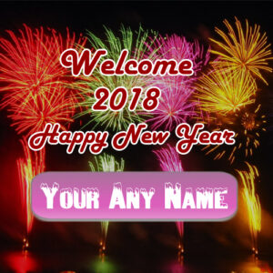 Name Write Colorful Firework Happy New Year Wish Card Sent