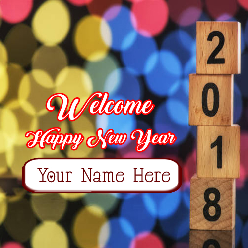 New Year 2018 Greeting Card Name Editor Online Photo
