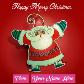 Unique Santa Claus Merry Christmas Day Wishes Name Image