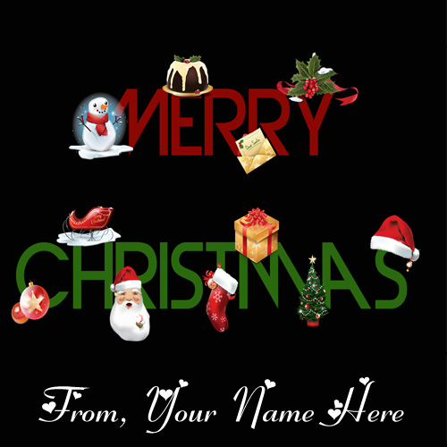 Name Printed Merry Christmas Wishes Greeting Card Sent Online
