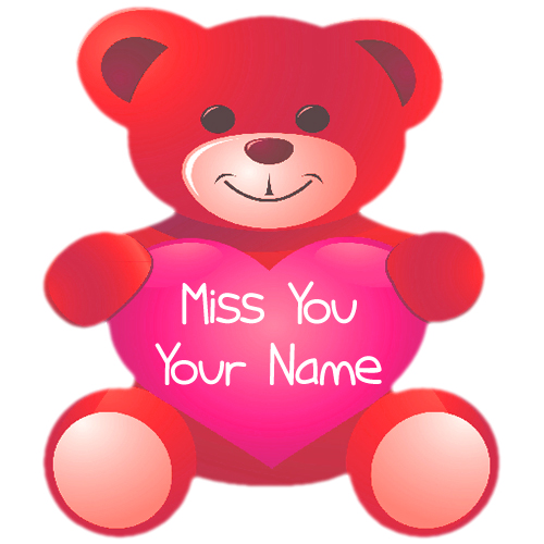 Name Write Beautiful Miss U Cute Teddy Bear Image Create_500X500