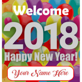 Write Name Beautiful Happy New Year 2018 Greeting Card Editable
