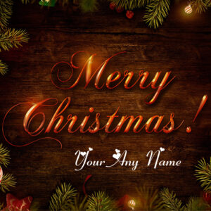 Write Name On Merry Christmas Wishes Greeting Card Edit Photo