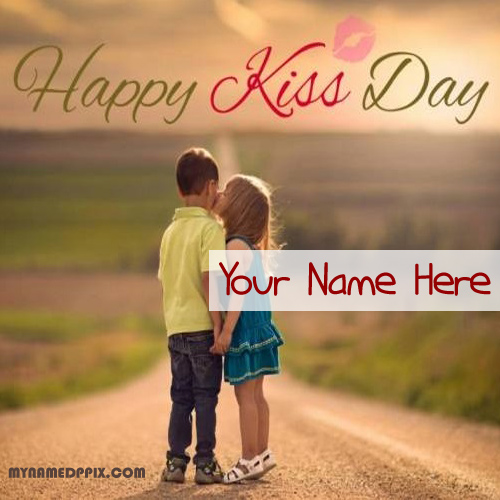 Boyfriend Name Sent Happy Kiss Day Wishes Beautiful Image