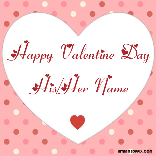 Boyfriend Name Write Happy Valentines Day Love Greeting Card Image