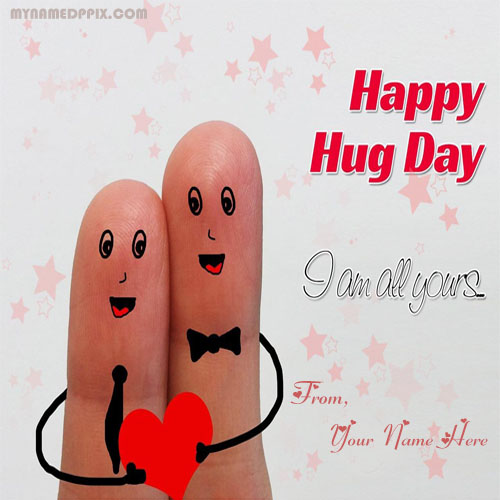 Happy Hug Day Photo Sent Friend Wishes Write Name Image