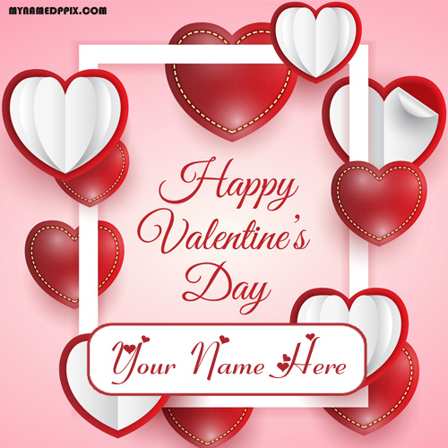 Happy Valentine Day Beautiful Card Girlfriend Name Wishes Image Sent