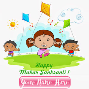 Online Custom Name Write Happy Makar Sankranti Pictures Edit