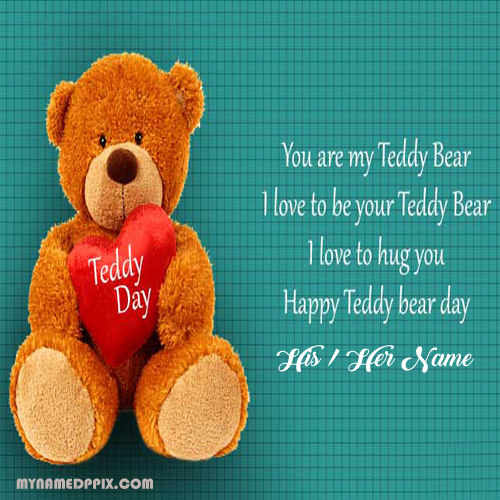 Online Lover Name Write Happy Teddy Bear Day Photo Editor