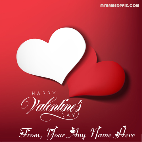 Valentine Day Wishes Heart Greeting Love Card Name Print Photo