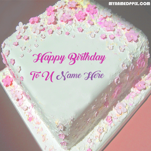 Write Name Happy Birthday Flowers Cake Photo Edit Online Create
