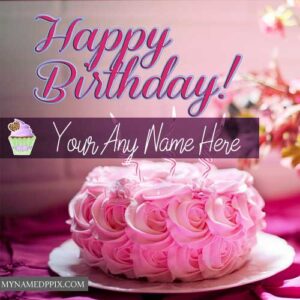 New Happy Birthday Cake Greeting Card Name Write Pictures