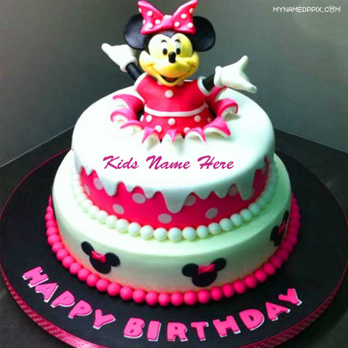 Write Name Kids Birthday Wishes Mickey Cake Image Wishes