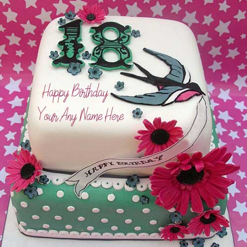 18th Age Happy Birthday Cake With Name Image Online Send Photo