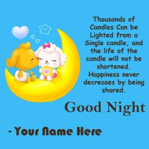 Cute Good Night Kissing Greeting Card Name Wishes Photo Send
