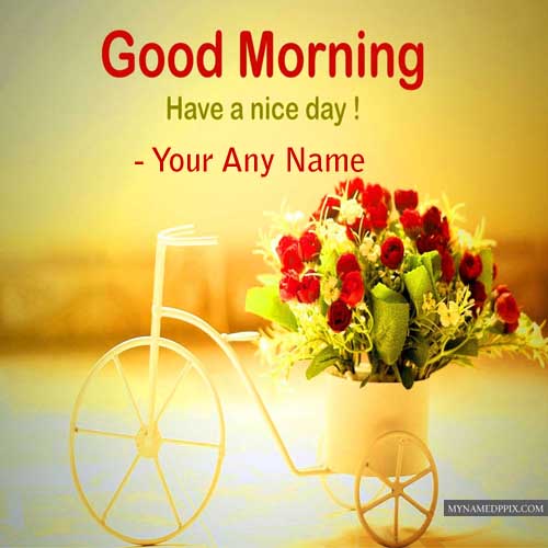 Good Morning Greeting Cards Makar Photo Name Wishes Edit Online
