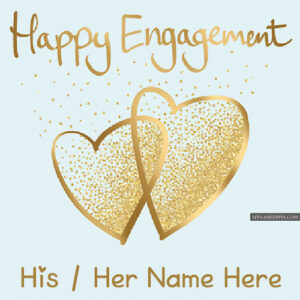 Happy Engagement Name Write Wishes Greeting Card Photos