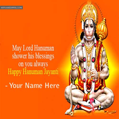 Happy Hanuman Jayanti Blessing Greeting Card With Name Write Photos