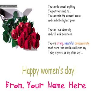 Happy Women's Day Greeting Card Name Wishes Images Download