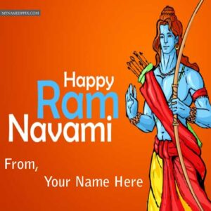 Lord Rama Wishes Happy Ram Navami Greeting Name Card Images