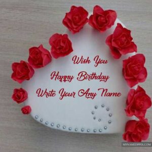 Lovely Heart Happy Birthday Cake Name Wishes Photo Online Edit