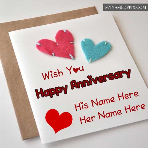 Wish You Happy Anniversary Greeting Card Couple Names Write