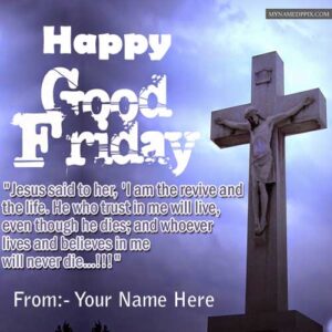 Write Name Image Happy Good Friday Wishes Card Quotes SMS