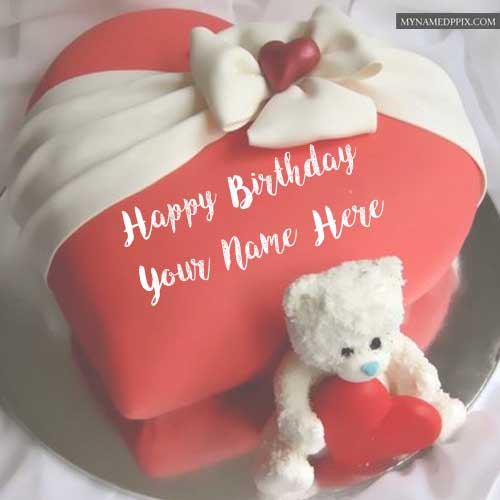 Write Name Sweet Teddy Bear Birthday Cake Images Send_500X500