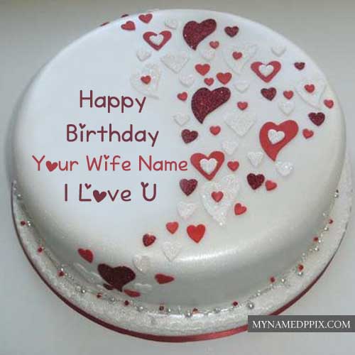 Write Wife Name Birthday Cake Wishes Love Design Image Send