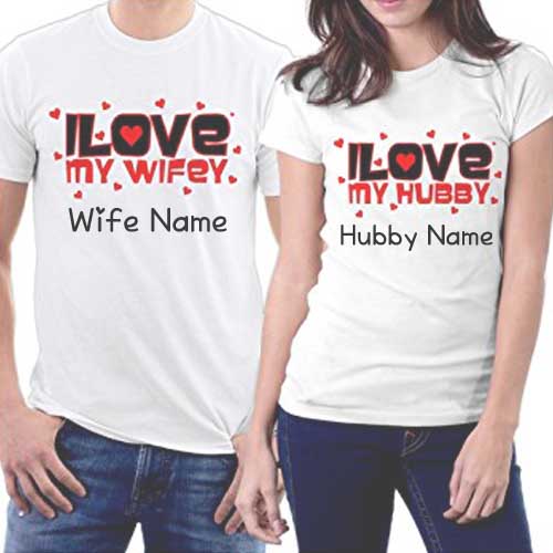 Hubby Wifey Love T-Shirts Names Write Couple Photo Profile_500X500