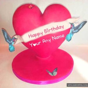 Love Birds Birthday Lovely Heart Cake Name Wishes Pictures Status