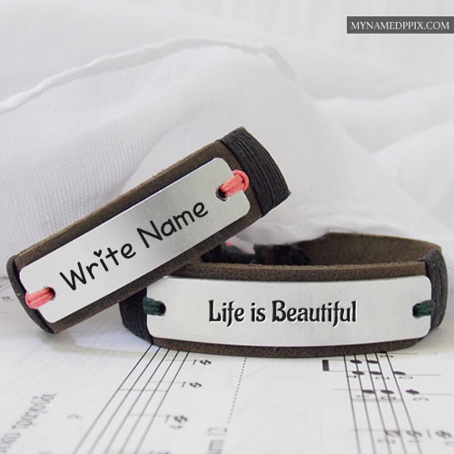 Write Name Beautiful Life Awesome Leather Bracelet Profile Images