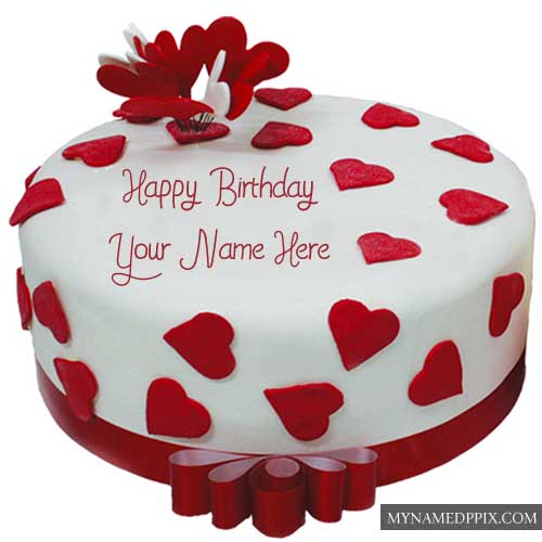 Write Name Chocolate Heart Happy Birthday Cake Images Online Create