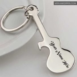 Write Name Stylish Cool Music Guitar Keychain Pictures